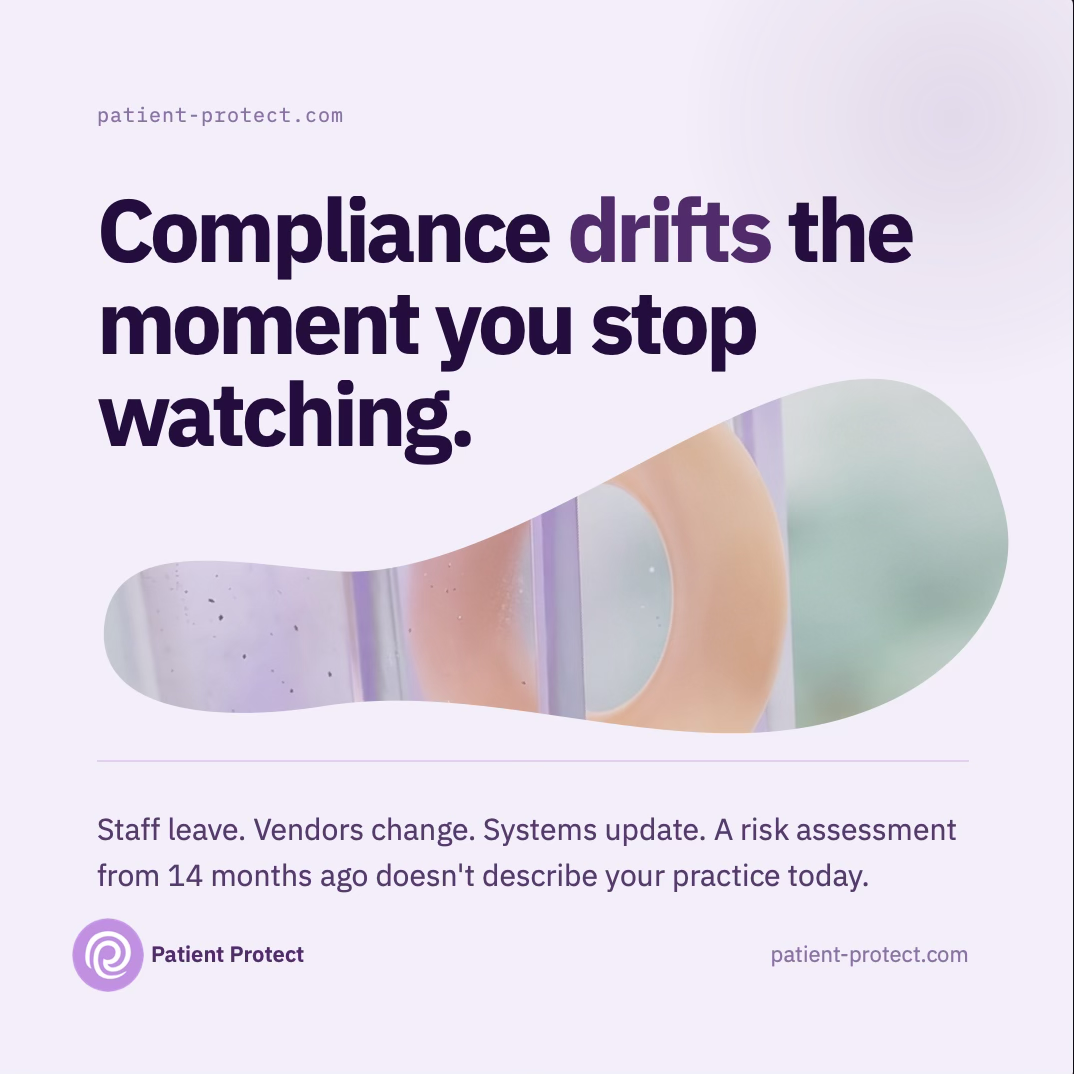 Compliance drifts the moment you stop watching — staff leave, vendors change