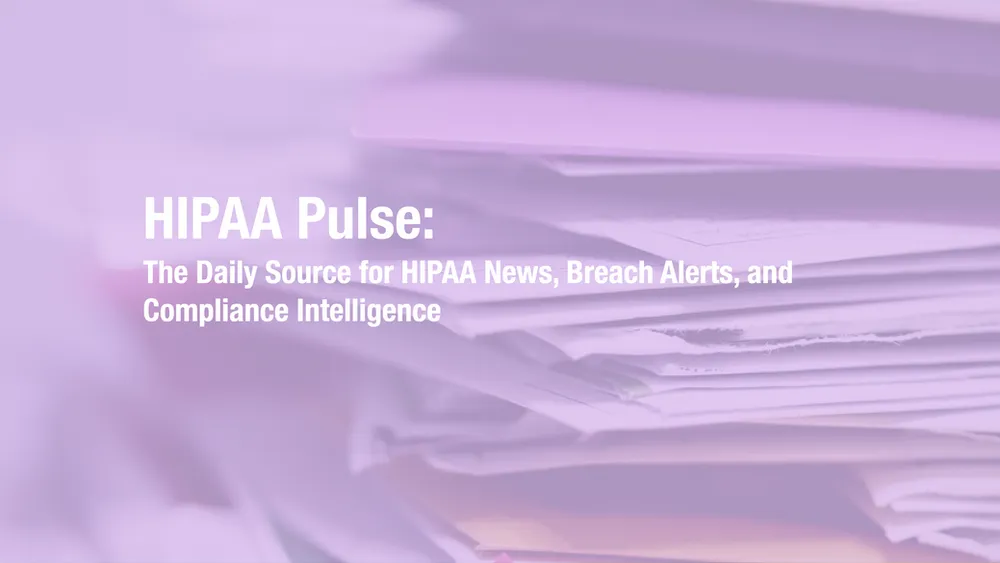HIPAA Pulse dashboard interface showing real-time breach alerts and compliance intelligence feed