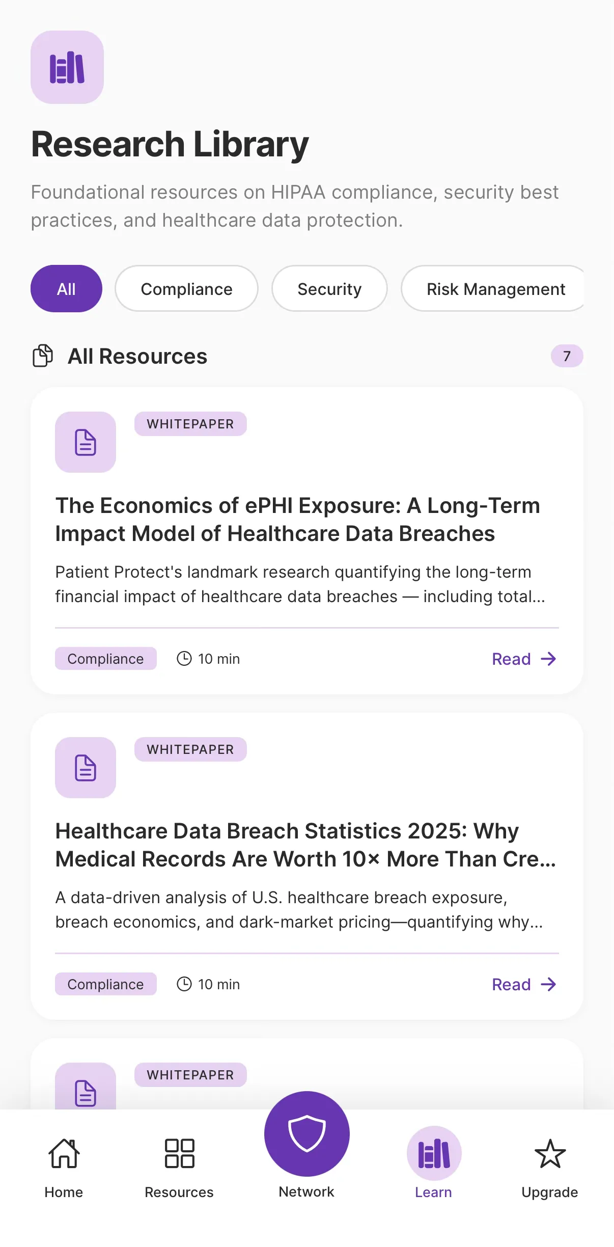 Signal app enforcement tracking showing OCR research library and whitepapers